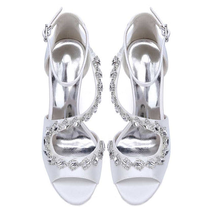 Crystal Cross Strap Sandals Prom Heels Hand-Made Wedding Shoes Dress Heels