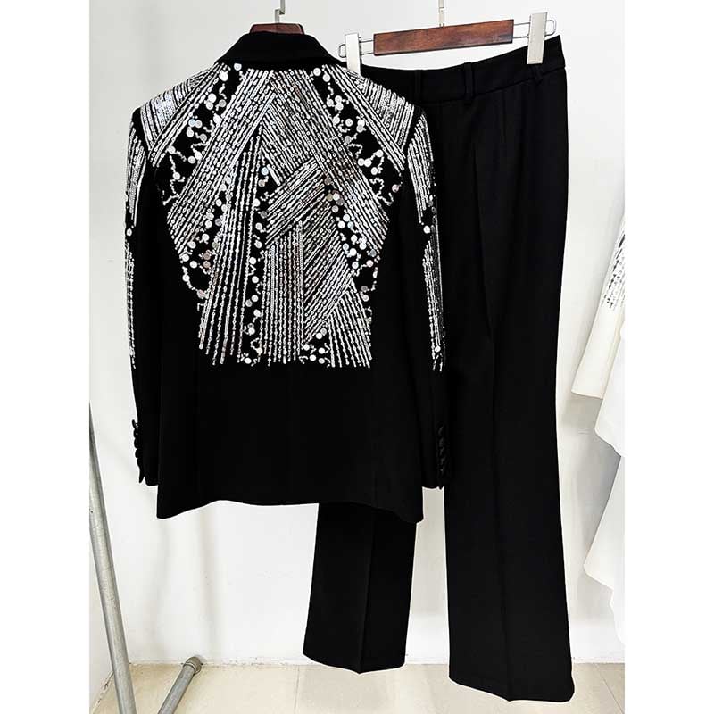 Women's Sequined Pant Suit Wedding Suit Two Pieces Trendy Pantsuit