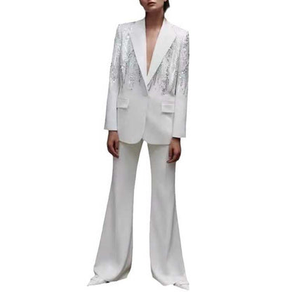 Women's Sequined Pant Suit Wedding Suit Two Pieces Trendy Pantsuit