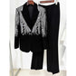 Women's Sequined Pant Suit Wedding Suit Two Pieces Trendy Pantsuit