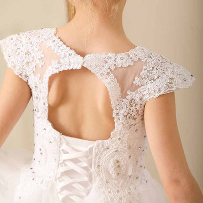 Ball Gown Floor Length Tulle Lace Flower Girl Dress For Wedding