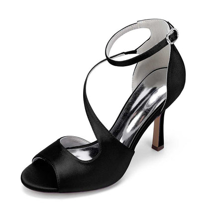 Women Front Cross Strap Sandals Prom Heels Hand-Made Wedding Shoes Dress Heels