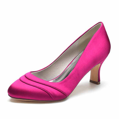 Womens Kitten Heels Pumps 2.56 Inch Mid Heel Slip on Closed Toe Pumps Wedding Shoes