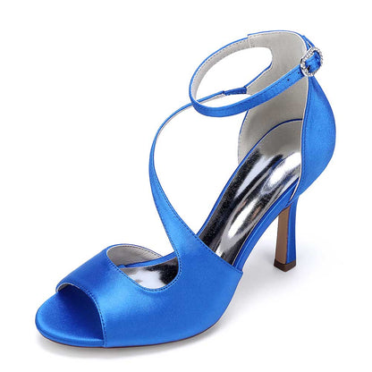 Women Front Cross Strap Sandals Prom Heels Hand-Made Wedding Shoes Dress Heels