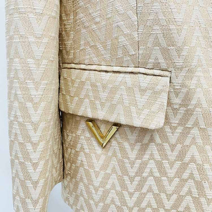 Mid-length Jacquarded pantsuit Straight Pants Set two-piece Formal Event Suit