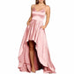 High Low Satin Bridesmaid Dress Prom Dresses A Line Event Dress with Pockets