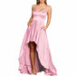 High Low Satin Bridesmaid Dress Prom Dresses A Line Event Dress with Pockets