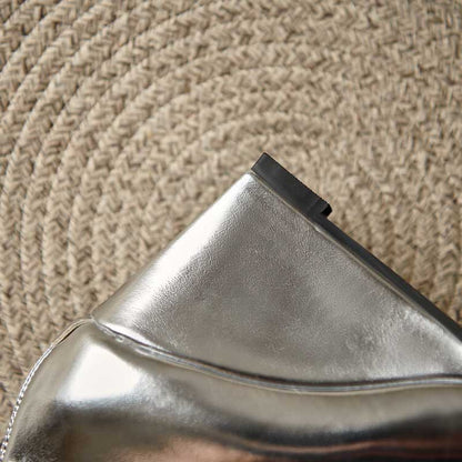 Pointed Wedge Heeled Patent Leather Ankle Boots