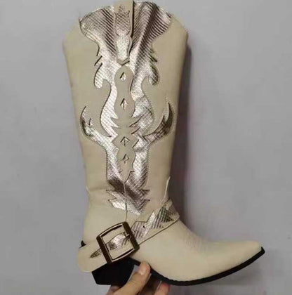 Women Off-White / Ivory Western Cowgirl Boots