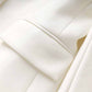 Women White fitted Blazer + Mid-High Rise Flare Trousers Suit Pantsuit