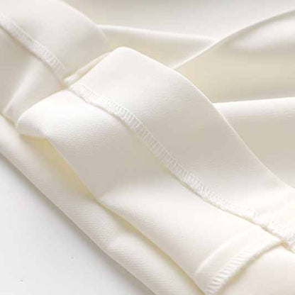 Women White fitted Blazer + Mid-High Rise Flare Trousers Suit Pantsuit