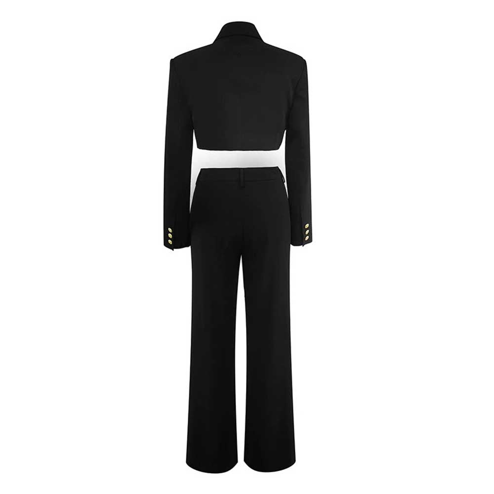 Back view of a white collar two piece pantsuit by SD Dresscode & Fashiontrends featuring a tailored silhouette