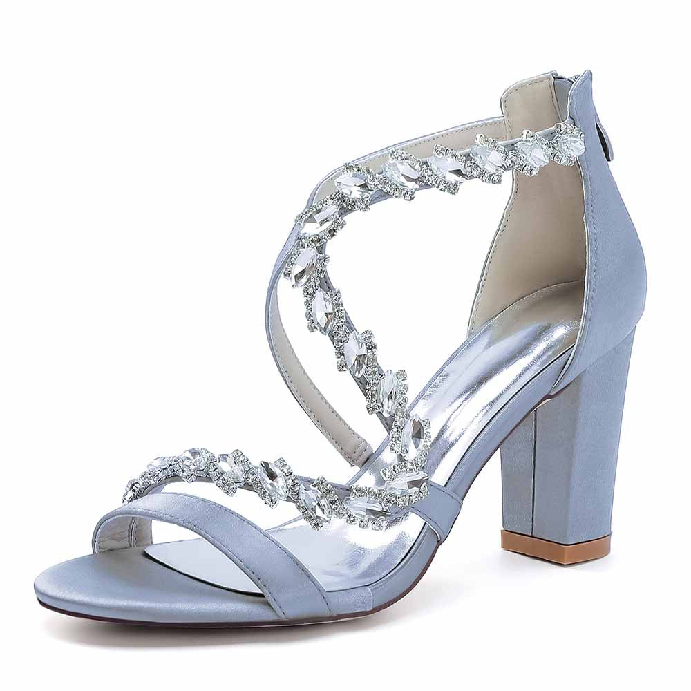 Elegant blue heels with crystal beaded design, perfect as white crystal beaded heels for formal events