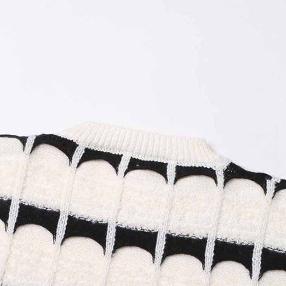 Women's Crew Neck Color Block Sweater Casual Sweater