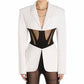 Ladies white perspective mesh blazer