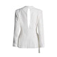 Women's Deep-V White Blazer Trendy Jacket with Cut-out Back