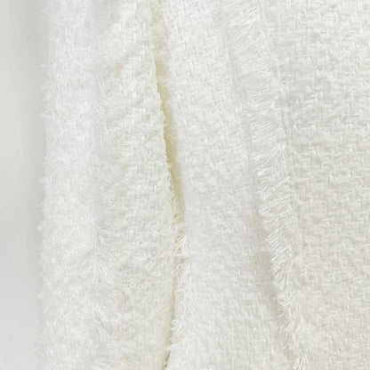 Women Single Breasted White Tweed Blazer