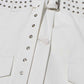 Women's Spliced Button Belt Blazer in White