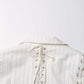 Lace Up White Striped Print Lapel Collar Single Breasted Tailored Blazer