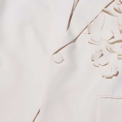 Women's Floral Applique Blazer White Coat