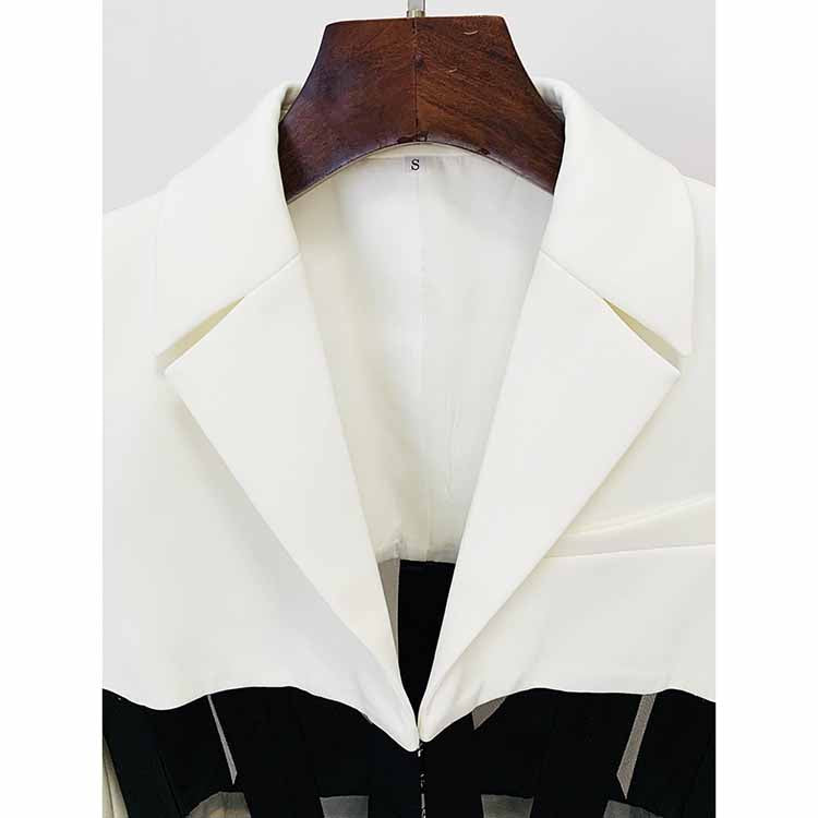 Ladies white perspective mesh blazer