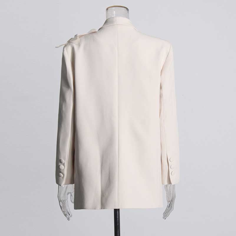 Women's Floral Applique Blazer White Coat