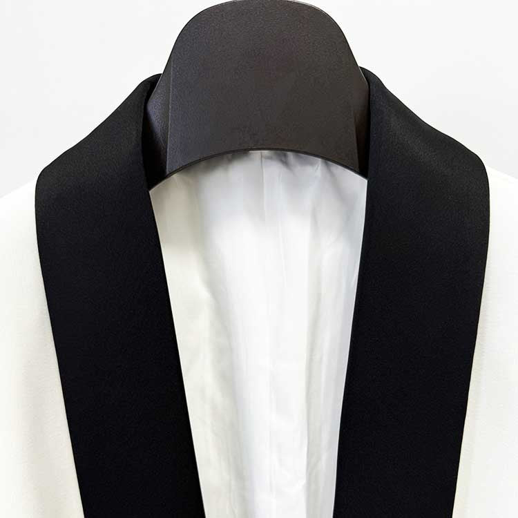 Satin Lapel Open Jacket 6-Button Black Collar Blazer