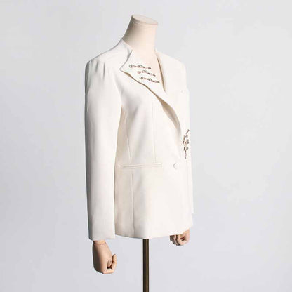 Women's One Button Spring Coat Sequined Blazer Formal Coat