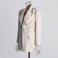 Women's Floral Applique Blazer White Coat