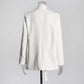 Women's Spliced Button Belt Blazer in White