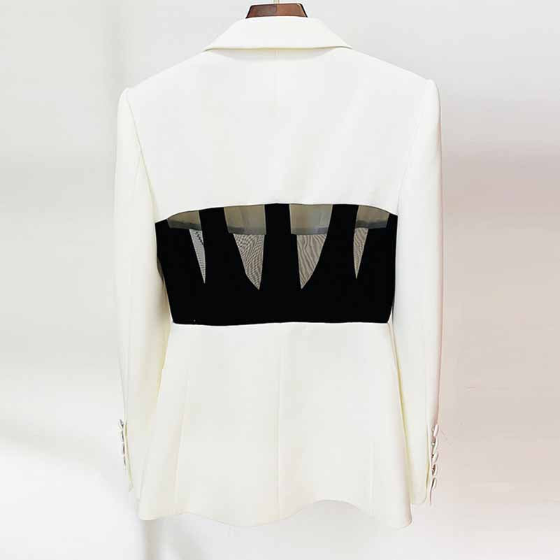 Ladies white perspective mesh blazer