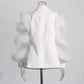 Splicing Mesh Ruffle Double Breasted Suit Jacket Blazer