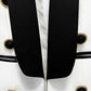 Satin Lapel Open Jacket 6-Button Black Collar Blazer