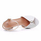 2.95" White Chunky Wedding Sandals Vintage Peep Toe Block Heeled Bridal Shoes