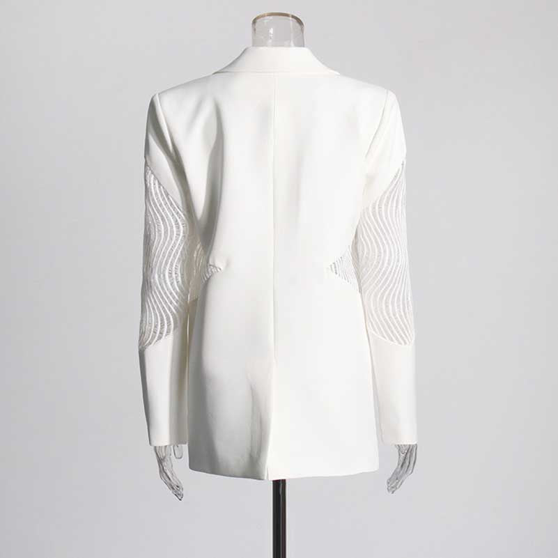 Women's Lace Stitching Blazer in White