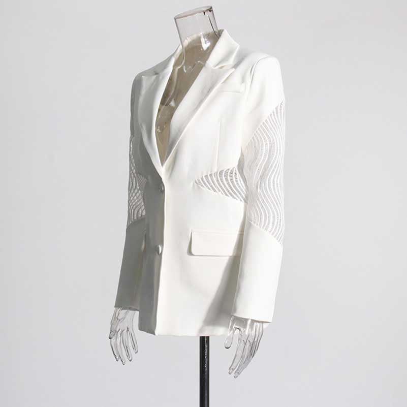 Women's Lace Stitching Blazer in White