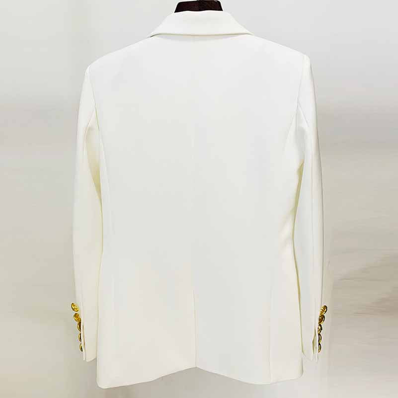 Women's One Button Slim Fit Blazer With Metaled Nails White Wedding Jacket