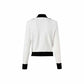 White Cropped Jacket Knitted Coat With Gold Metal Buckle