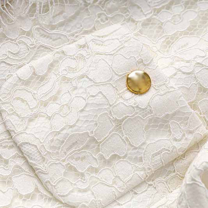 Luxury white lace coat wedding jacket with pocket