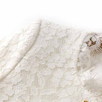 Luxury white lace coat wedding jacket with pocket