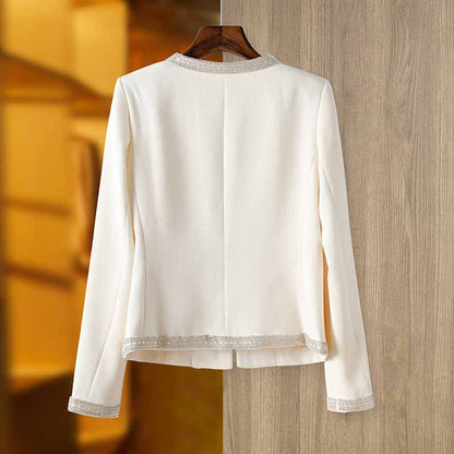 Women's Ivory Tweed Blazer Jacket