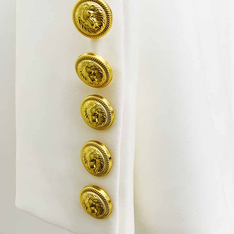 Women's One Button Slim Fit Blazer With Metaled Nails White Wedding Jacket
