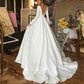 Long Sleeves A Line Wedding Dress Low Back Bridal Ball Gown V-Neck Bridal Dress