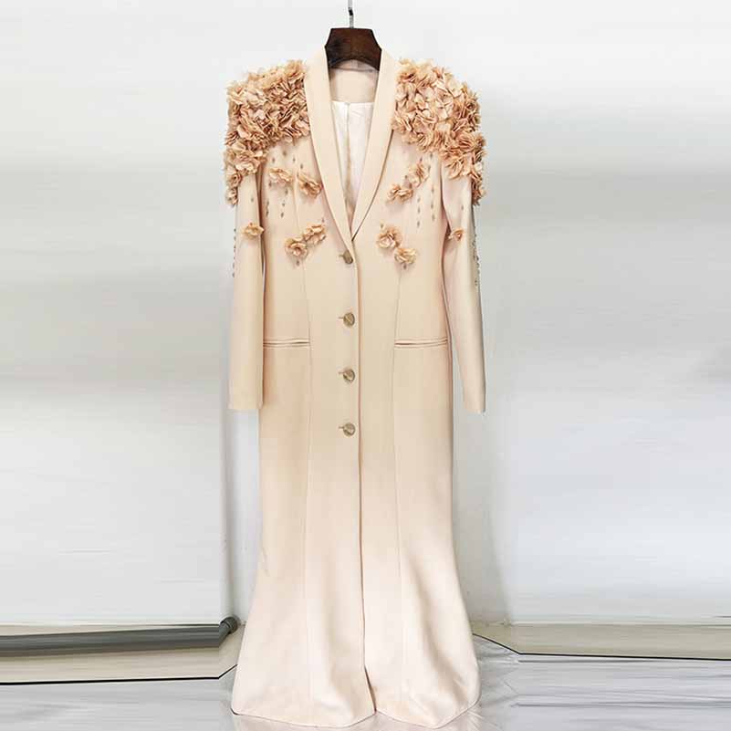 Long Sleeve Floral Crystal Maxi Coat Dress Long Blazer Dress – SD Dresscode  & Fashiontrends