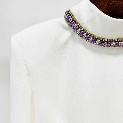 Women's White Mini Dress With Long Sleeves