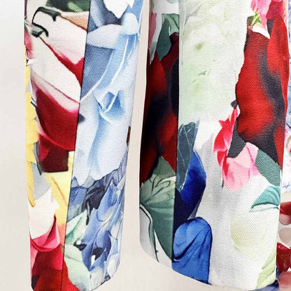 White Floral Pantsuit Handmade Floral Print Pant and Blazer Set