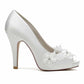 Appliqued Wedding Shoes Peep Toe Stiletto Trendy Bridal Heels