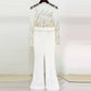 Long Sleeve Gold Sequin Jumpsuit One Piece Suit White Glitter Romper Party Jumpsuit