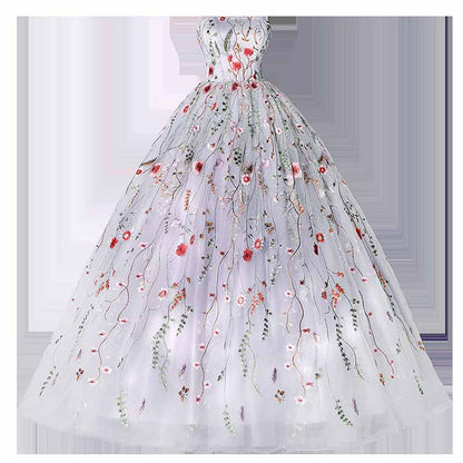 Vintage Sweetheart Embroidery Tulle Prom Dress Ball Gowns