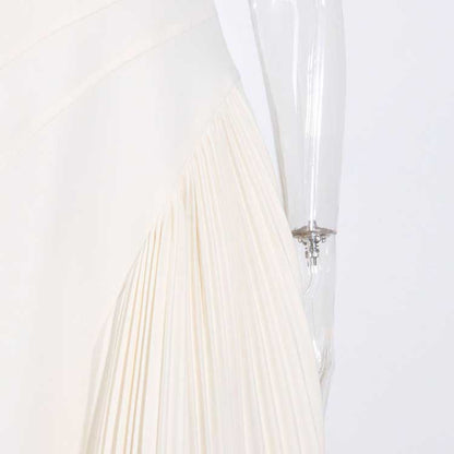 Sleeveless Cream Ruched Midi Dress